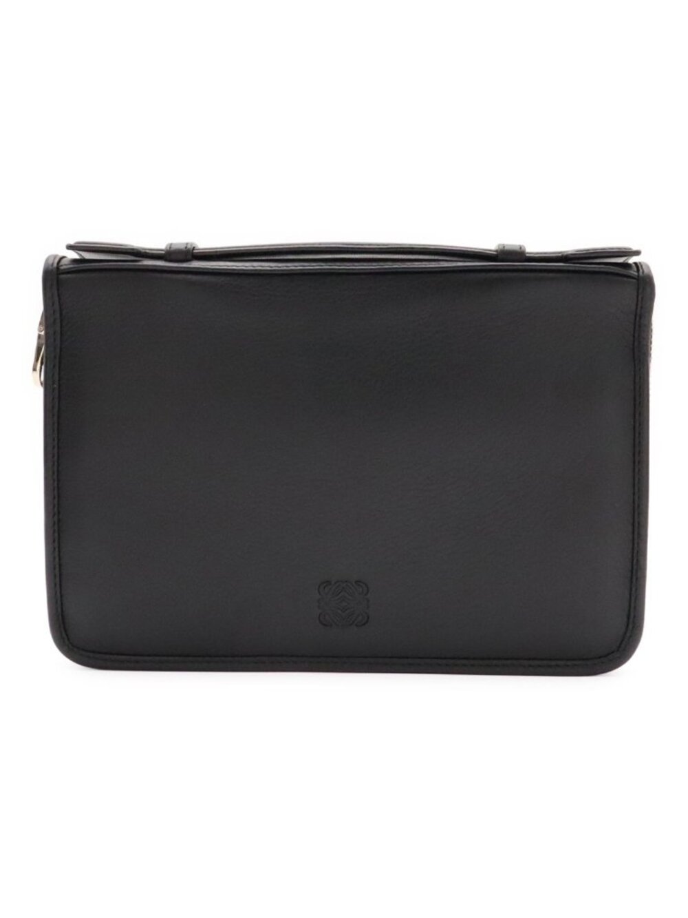 Loewe Anagram Clutch Zip Around Wallet Leather Black Silver